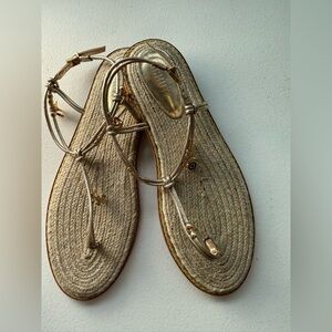 Schutz Women's Mitchell Charm Embellished Thong Sandals LIKE NEW